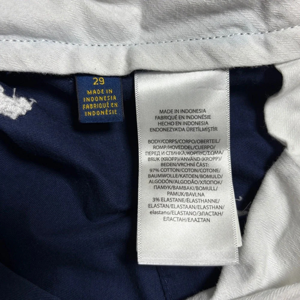 Polo Ralph Lauren All Over Pony Print Shorts Mens 29 Navy Blue Embroidered Chino